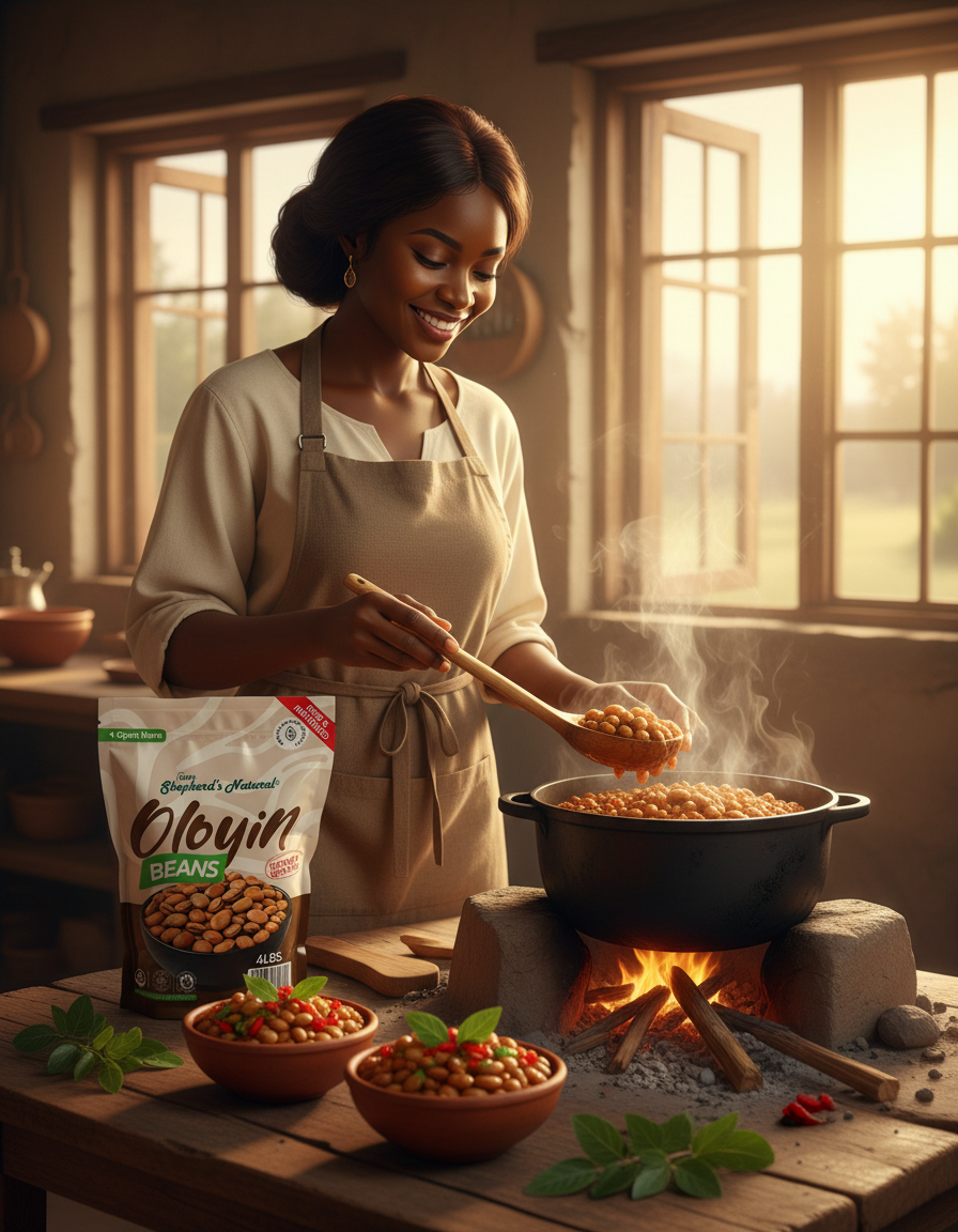 lifestyle advertising poster in a rustic kitchen a woman with dark hair pvhcwdro