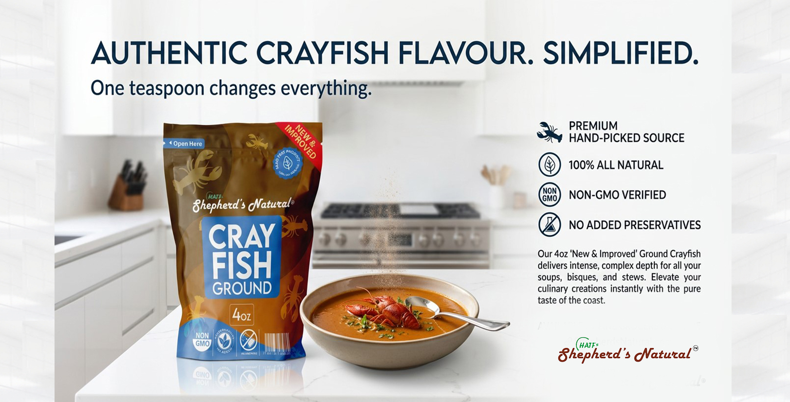 crayfish. dried, ground. 4 oz bag seasoning